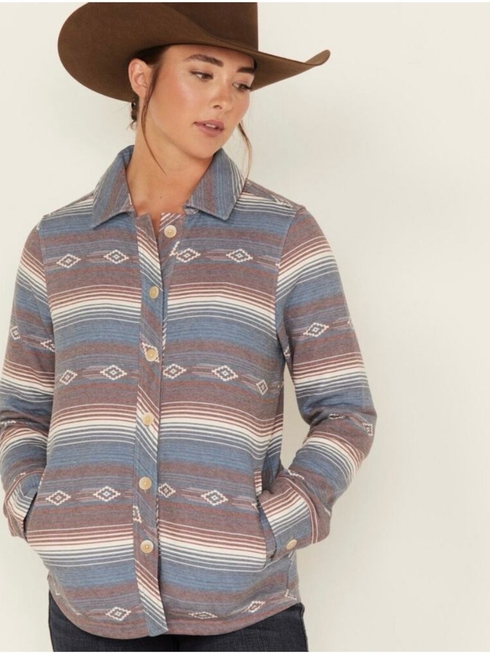 RANK 45 Women's Quilted Multicolored Southwestern Shacket